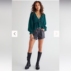 🌾FREE PEOPLE Emerald Green Blouse | Size Small